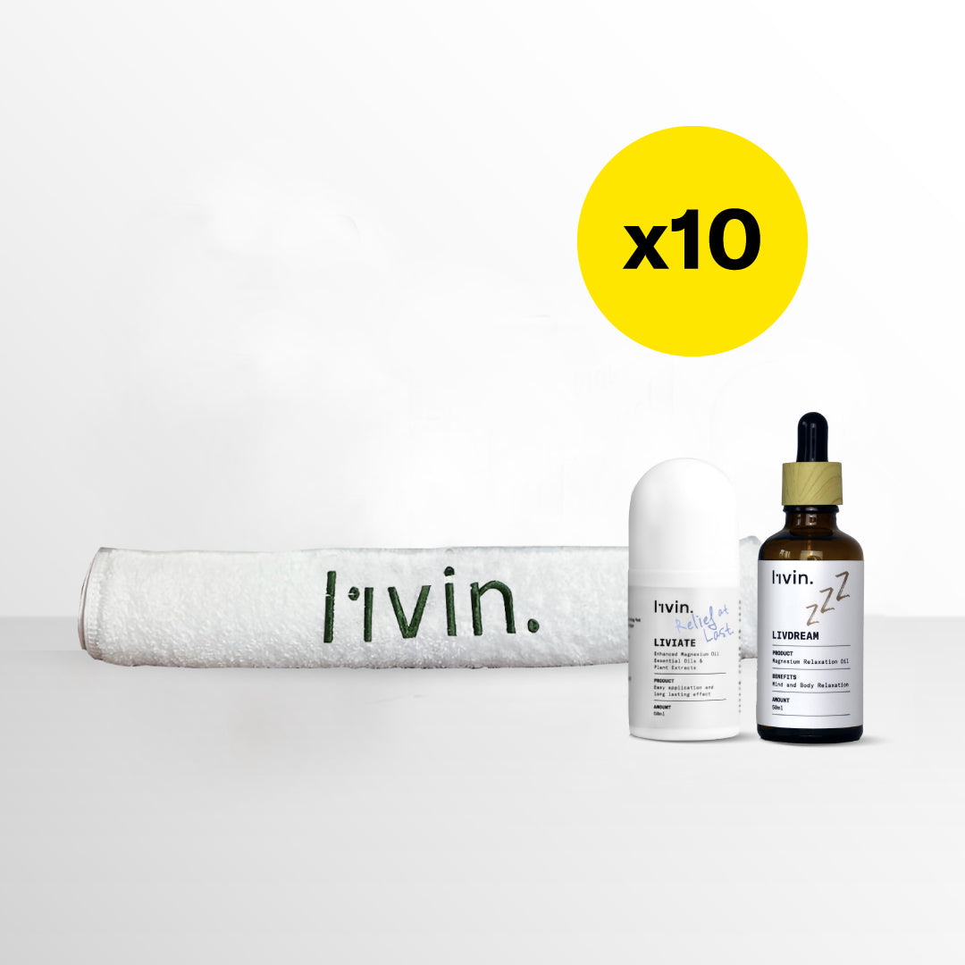 [Bundle] x10 Magnesium Oil Pack + Free l1vin Towel